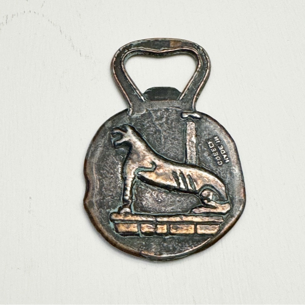 Vintage 2 Sided Bronze Beer Soda Bottle Opener Bar Tool Made In Greece